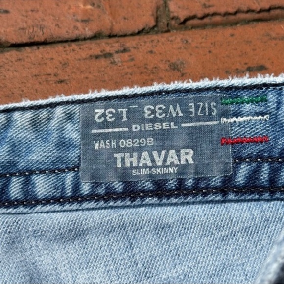 Diesel 2014 Slim- Skinny Moto Wash Distressed Jeans - Light Wash 33x32 - Picture 3 of 5